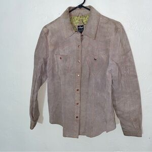 😍 Wilson’s Suede Jacket Heart Pocket Western Style Stretch Snap Up Leather Shirt